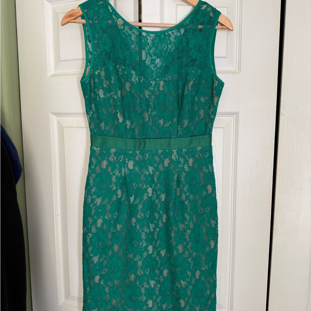 BCBGMaxAzria Green Lace Midi Dress